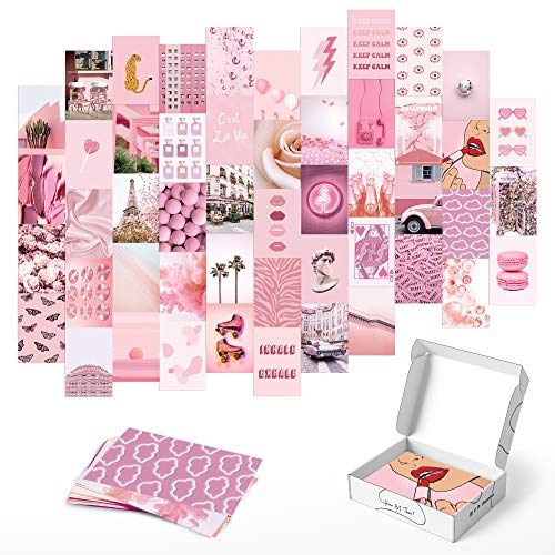 HAUS AND HUES Pink Aesthetic Wall Collage Kit - Set of 50 Pink Pictures for Cute Room Decor von HAUS AND HUES