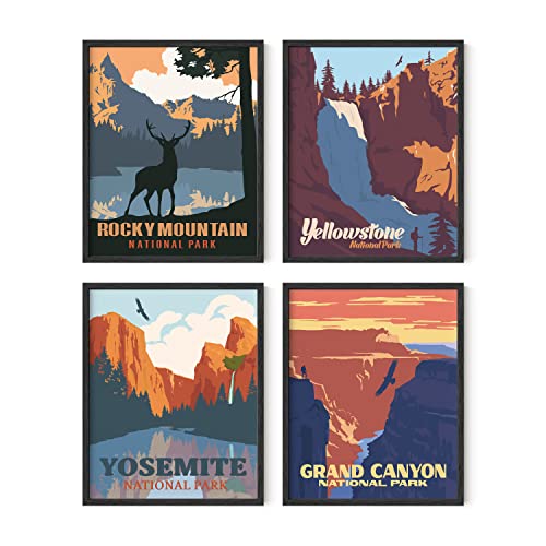 HAUS AND HUES Vintage National Park Poster Set - Nationalparks Kunstdrucke Natur Wandkunst und Bergdruck Set (8 "x 10", UNFRAMED) von HAUS AND HUES