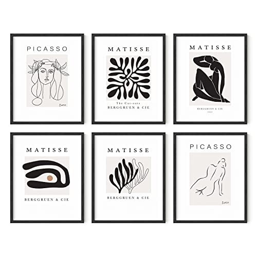 Haus and Hues Henri Matisse Poster und Picasso-Wandkunst, Set mit 6 Matisse-Drucken und Picasso-Postern, Henri Matisse-Drucke, Kunstausstellungsposter, berühmte Gemälde, ungerahmt, 20,3 x 25,4 cm (mit von HAUS AND HUES