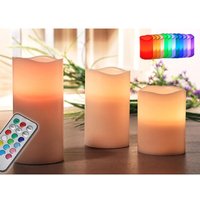 LED-Kerze, 3er Set - Mit Fernbedienung - Farbwechsel oder Dauerlicht von HAUSHALT