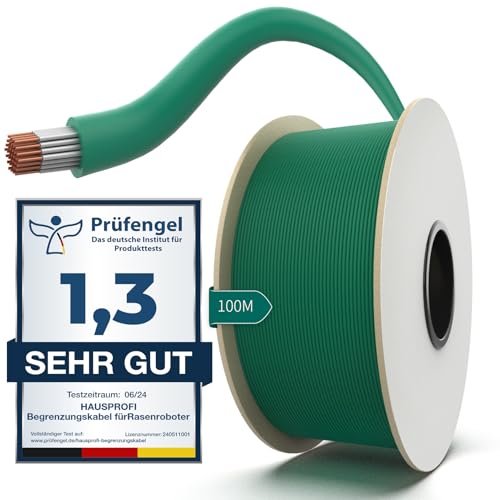100M Universal Begrenzungskabel für Mähroboter, HAUSPROFI Begrenzungskabel für Rasenmäher - Begrenzungsdraht Suchkabel Leitkabel aus verzinntem Kupfer - Rasenroboter Zubehör - Ø2,7mm (100M) von HAUSPROFI