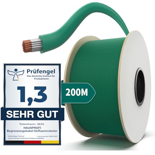 200M Universal Begrenzungskabel für Mähroboter, HAUSPROFI Begrenzungskabel für Rasenmäher - Begrenzungsdraht Suchkabel Leitkabel aus verzinntem Kupfer - Rasenroboter Zubehör - Ø2,7mm (200M) von HAUSPROFI