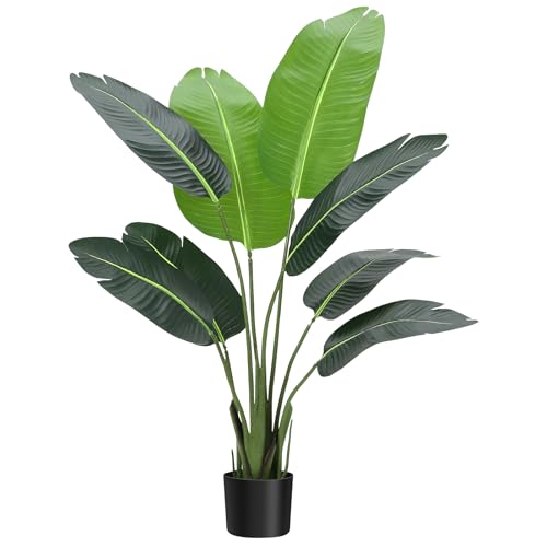 HAUSPROFI 120 cm Kunstpflanzen Groß Pflanze, Simulation, Lebensechte künstliche Canna-Blatt-Landschafts Pflanzen für Wohnzimmer, Terrasse, Büro drinnen und draußen von HAUSPROFI