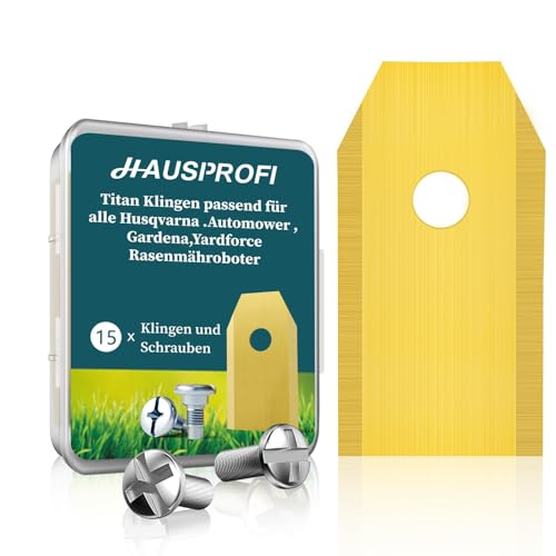 HAUSPROFI 15x Titan Messer Ultrascharfe Ersatzklingen Geeignet für alle Husqvarna Gardena Mähroboter, Universal Ersatzmesser Inkl. 15 Schrauben von HAUSPROFI