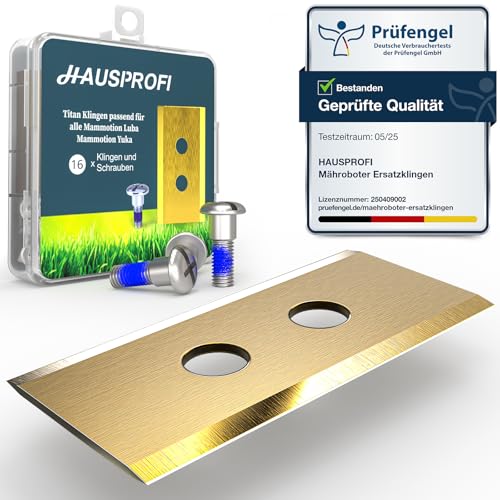 HAUSPROFI 16x Titan Ersatzklingen für Mammotion LUBA & YUKA, DIN EN 50636-2-107 geprüft, 60% langlebiger, inkl. 16x Sicherungs-Schrauben & Box von HAUSPROFI
