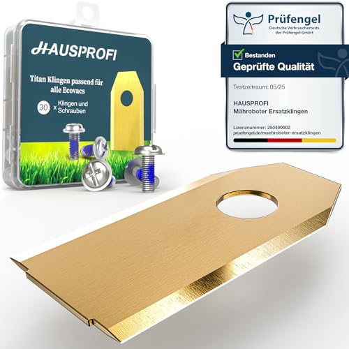 HAUSPROFI 30x Titan Ersatzklingen Ersatzkmesser für ECOVACS GOAT Mähroboter, DIN EN 50636-2-107 geprüft, 60% langlebiger, inkl. Sicherungs-Schrauben & Box von HAUSPROFI