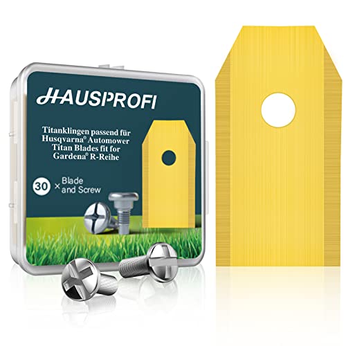 HAUSPROFI 30x Titan Messer Ultrascharfe Ersatzklingen Geeignet für alle Husqvarna Gardena Yard Force Mähroboter Universal Ersatzmesser Inkl. 30 Schrauben von HAUSPROFI