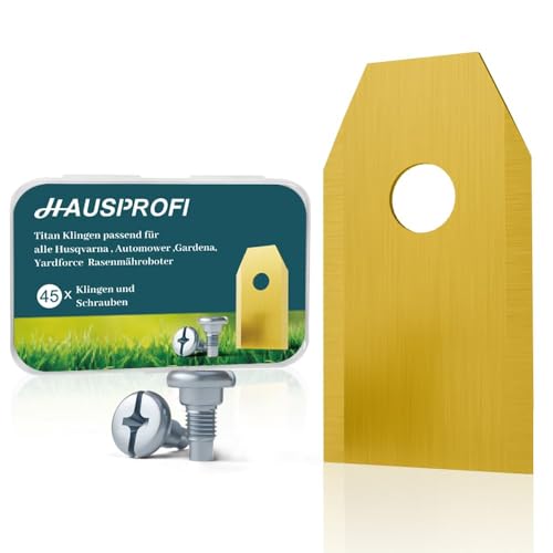 HAUSPROFI 45x Titan Messer Ultrascharfe Ersatzklingen Geeignet für alle Husqvarna Gardena Yard Force Mähroboter Universal Ersatzmesser Inkl. 45 Schrauben von HAUSPROFI