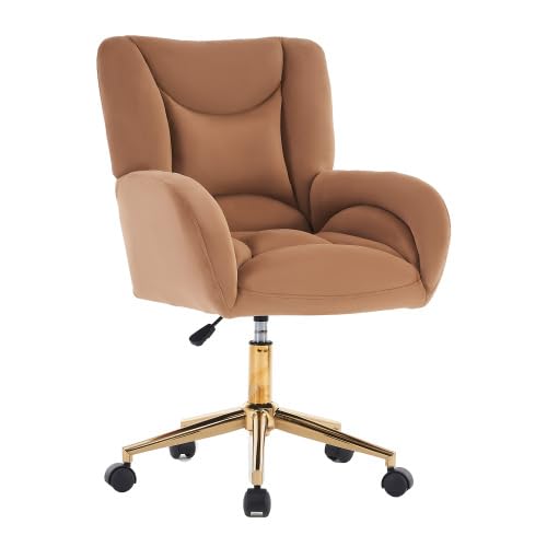 HAUSPROFI Bürostuhl Samt mit Rollen, Drehstuhl höhenverstellbar Schreibtischstuhl Dicker Rückenlehne Homeoffice Stuhl komfortabler für Arbeitszimmer, Schlafzimmer - Ivory von HAUSPROFI