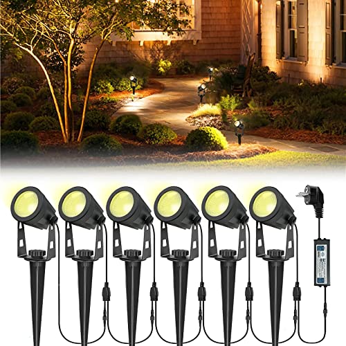 HAUSPROFI Gartenstrahler, 6 in 1 Pack Gartenleuchten mit Strom, 21M Gartenbeleuchtung IP65 Wasserdicht, 270 Grad Drehung, Dusk to Dawn Gartenbeleuchtung für Bäume, Hof, Gartenweg Terassendeko von HAUSPROFI