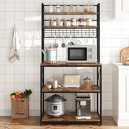 HAUSPROFI Küchenregal - Standregal für Küche Mikrowellen-Regal mit 5 Regalebenen und 6 Haken, Küchenregal Schwarz mit Gitterplatte Küchenregale für Balkon Speisekammer Kellerraum Wohnzimmer HAUSPROFI Küchenregal - Standregal für Küche Mikrowellen-Regal mit 5 Regalebenen und 6 Haken, Küchenregal Schwarz mit Gitterplatte Küchenregale für Balkon Speisekammer Kellerraum Wohnzimmer von HAUSPROFI