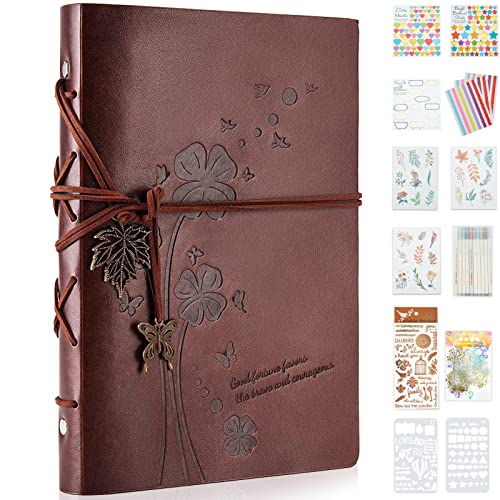 HAUSPROFI Leder Selbstgestalten Fotoalbum Scrapbook Album Leder 27.5x20.5cm DIY Fotobuch Set 80 Schwarze Seiten für Geburtstagsgeschenk, Weihnachten, Abschluss Geschenk, Hochzeitstagsgeschenk von HAUSPROFI