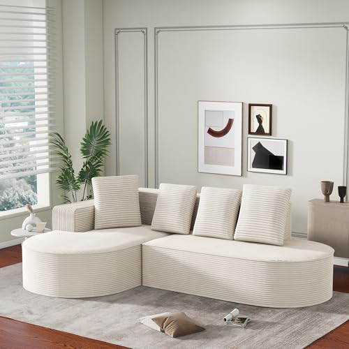 HAUSPROFI Modulares L-Form Sofa 3-Sitzer in Schwarz | Ohne Montage | Extra Tiefe Sitzfläche & Cloud-Komfort | Cordstoff | Minimalistisches Design (Weiß) von HAUSPROFI