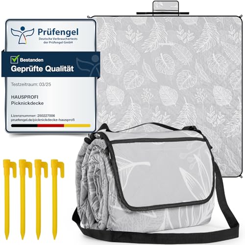 HAUSPROFI Picknickdecke 200x200cm – Wasserdicht, isoliert, XXL Outdoor Decke für Picknick, Strand, Garten. Campingdecke mit Baumwolle gepolstert, Inkl. Tragegriff & Heringe, Waschbar, Blättermuster HAUSPROFI Picknickdecke 200x200cm – Wasserdicht, isoliert, XXL Outdoor Decke für Picknick, Strand, Garten. Campingdecke mit Baumwolle gepolstert, Inkl. Tragegriff & Heringe, Waschbar, Blättermuster von HAUSPROFI