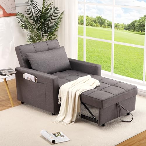 HAUSPROFI Schlafsessel 3-in-1 mit Bettfunktion, klappbarer Rückenlehne und praktischer Seitentasche, optimal für Gästebetten und platzsparend 192x82x59 cm(dunkelgrau), PHO_10LD von HAUSPROFI
