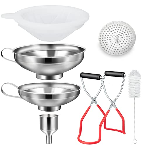 HAUSPROFI Trichter Edelstahl Set, 7 Stück Küche Marmeladentrichter, Einfülltrichter Einmachtrichter mit Einmachgläser Heber und Mesh Filter zum Umfüllen von Gewürzen, Flüssigkeiten, Bohnen, Konfitüre von HAUSPROFI