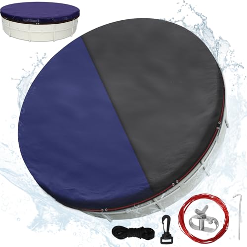 Poolabdeckung rund Ø520cm (Für Ø420-480cm Pool), 2-in-1 Abdeckplane Pool 366cm, UV-resistente Poolplane aus 200g/m²PE, Wetterfeste Pool Abdeckung mit doppelter Befestigung, Wetterfest & Wassersparend von HAUSPROFI