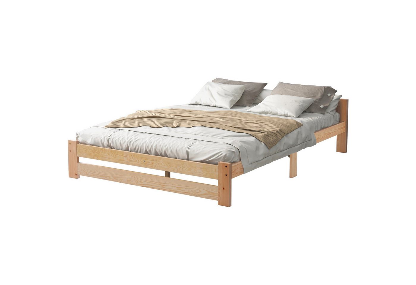 HAUSS SPLOE Bett Doppelbett Holzbett Bettrahmen Kinderbett Jugendbett (mit Kopfteil und Lattenrost), Ohne Matratze von HAUSS SPLOE