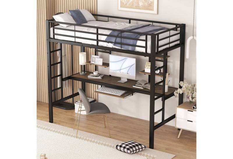 HAUSS SPOLE Bett Kinderbett Hochbett Bettgestell mit Schreibtisch (mit Schreibtisch und zwei Bücherregalen, 90x200cm), Ohne Matratze von HAUSS SPOLE