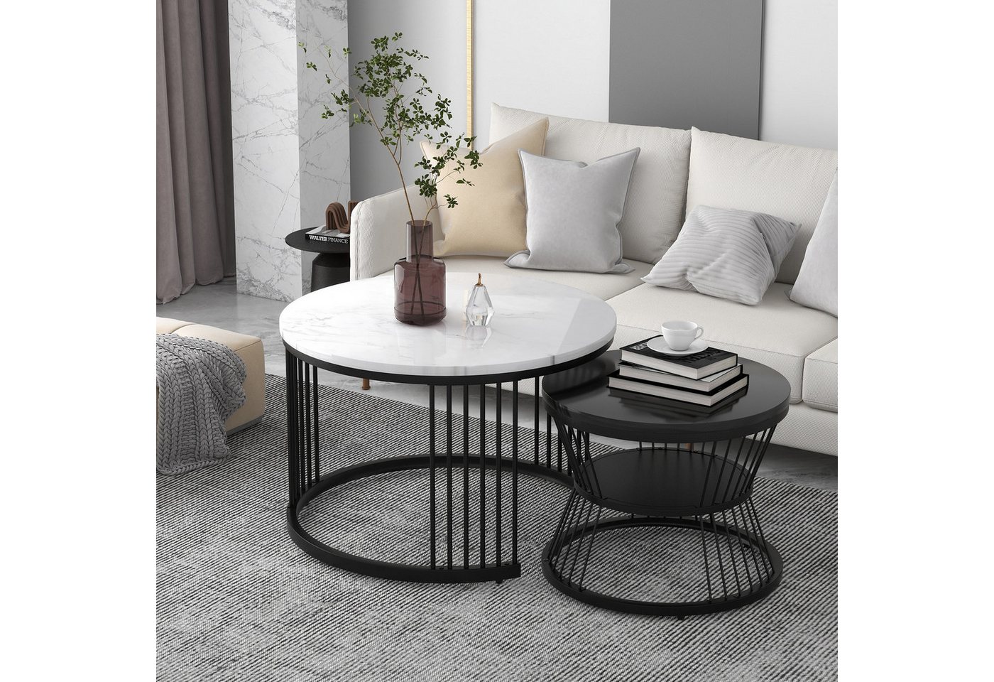 HAUSS SPOLE Couchtisch Couchtisch Satztisch 2er Set Rund Beistelltisch Kaffeetisch HAUSS SPOLE Couchtisch Couchtisch Satztisch 2er Set Rund Beistelltisch Kaffeetisch von HAUSS SPOLE