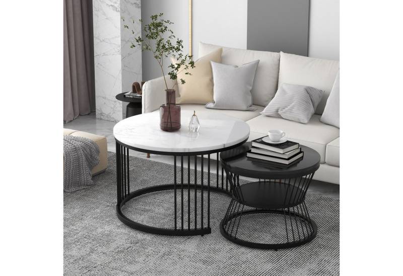 HAUSS SPOLE Couchtisch Couchtisch Satztisch 2er Set Rund Beistelltisch Kaffeetisch von HAUSS SPOLE