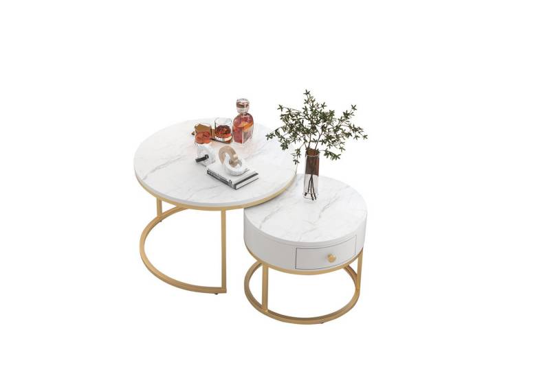 HAUSS SPOLE Couchtisch Moderner Nesting Couchtisch Beistelltisch Kaffeetisch runde Couchtisch (Solid Und Dauerhaft), Runde Couchtische Runder Nested Beistelltisch von HAUSS SPOLE