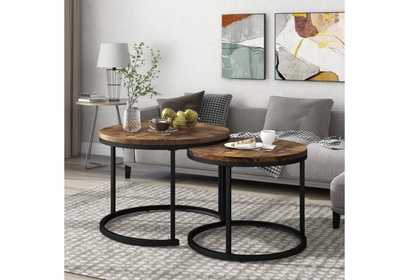 HAUSS SPOLE Couchtisch Runder Couchtisch 2er Set Satz Kaffeetisch Beistelltisch (2-St) von HAUSS SPOLE