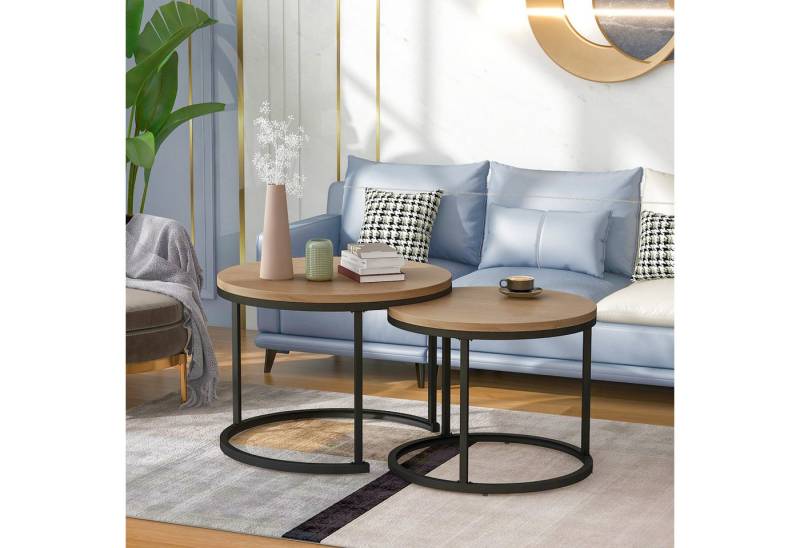 HAUSS SPOLE Couchtisch Runder Couchtisch 2er Set Satz Kaffeetisch Beistelltisch (2-St., 2 Stücke Groß und Klein) von HAUSS SPOLE