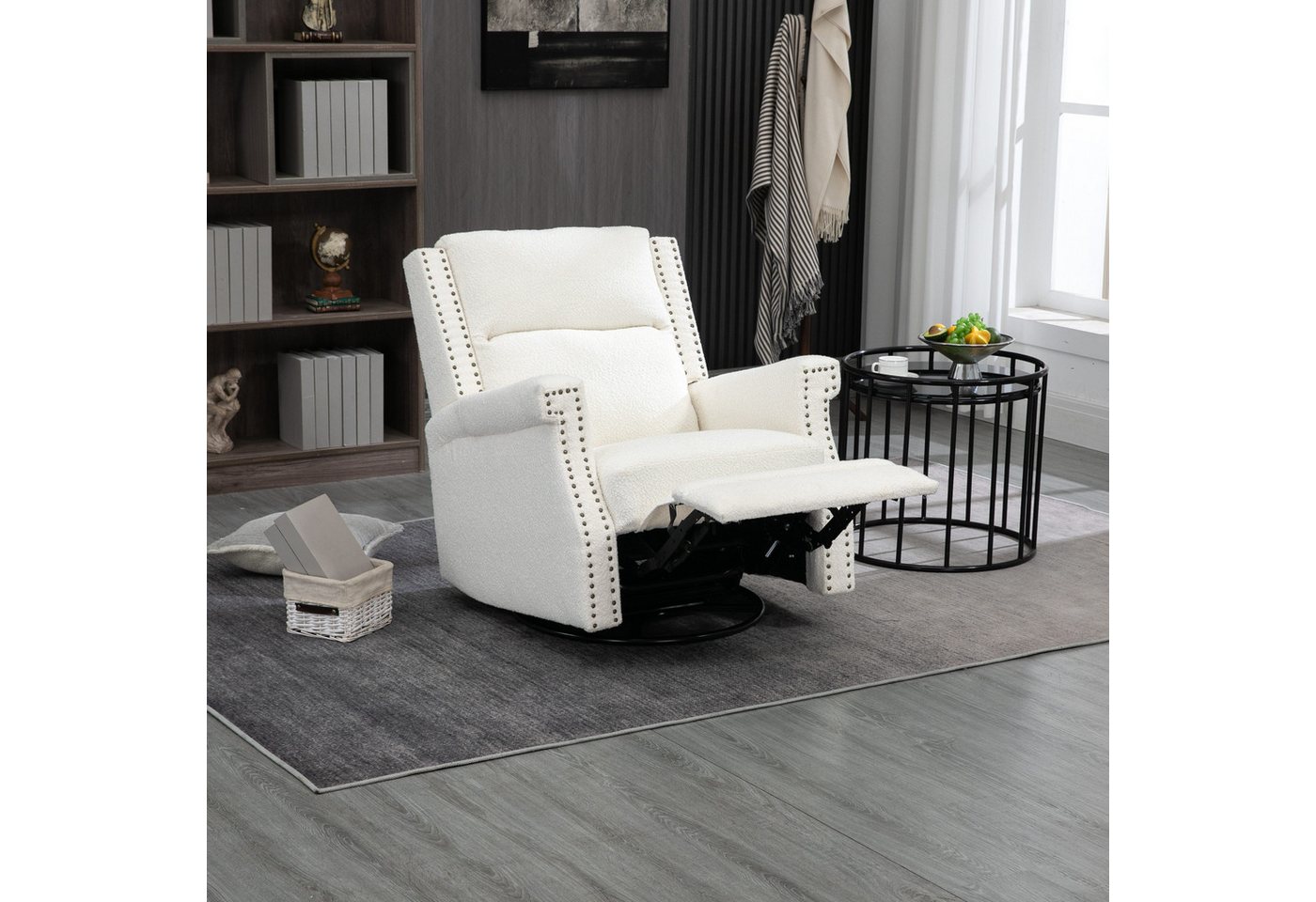HAUSS SPLOE Drehstuhl 360 Grad drehbarer Freizeitstuhl Lounge-Sessel Sessel mit Fußstütze (für das Kinderzimmer, Hotel, Schlafzimmer, Büro, Lounge) von HAUSS SPLOE