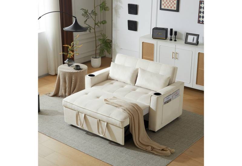 HAUSS SPOLE Ecksofa Klappsofa Schlafsofa, mit Getränkehalter und Kissen, Seitentaschen von HAUSS SPOLE