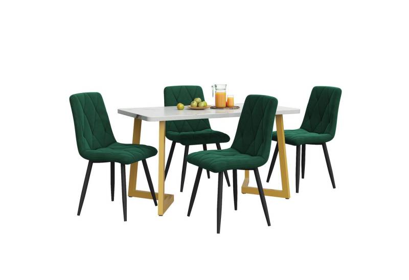 HAUSS SPOLE Essgruppe Essgruppe mit Esstisch und Stühle Küchen Esstisch Set, (5-tlg), Esstisch und 4 Esszimmerstuhl Set von HAUSS SPOLE