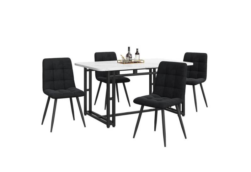 HAUSS SPOLE Essgruppe Essgruppe mit Esstisch und Stühle Küchen Esstisch Set, (5-tlg., Die Länge und Breite des Esstisches betragen 140 x 80 cm), Moderne Küche Esstisch Set von HAUSS SPOLE