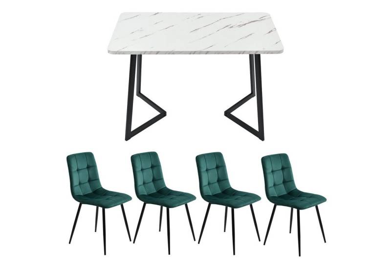 HAUSS SPOLE Essgruppe Essgruppe mit Esstisch und Stühle Küchen Esstisch Set, (Esszimmerstuhl mit Metallbeine und MDF Platte, 5-tlg., Ein Tisch und vier Stühle), Ein Tisch und vier Stühle von HAUSS SPOLE