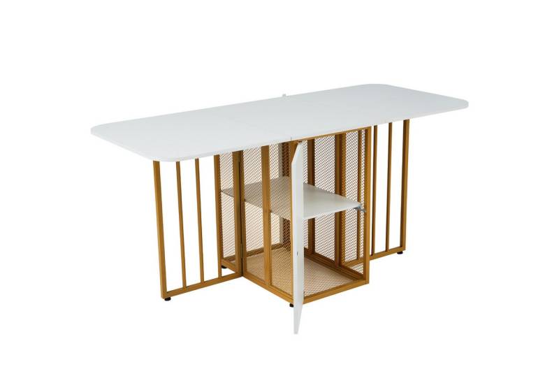 HAUSS SPLOE Essgruppe in 3 Formen ausziehbarer Esstisch mit Schubladen, Esstisch Weiß, (1-tlg., Esstisch mit Schubladen), Esstisch in 3 Formen von HAUSS SPLOE