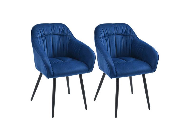 HAUSS SPOLE Esszimmerstuhl 2 St mit Metallbeine, Rückenlehne, verstellbare Vorderbeine, Blau (Polsterstuhl mit Metallbeine Samt,Polsterung mit Samt-Bezug, 2 St), Polsterstuhl Wohnzimmerstuhl Samt von HAUSS SPOLE