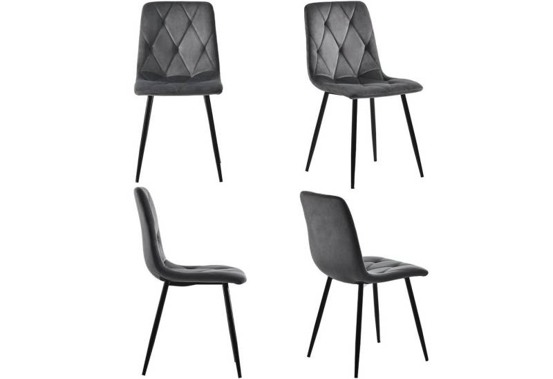HAUSS SPOLE Esszimmerstuhl 4 tlg Twill Küchenstuhl Polsterstuhl mit Rückenlehne, Metallbeine von HAUSS SPOLE