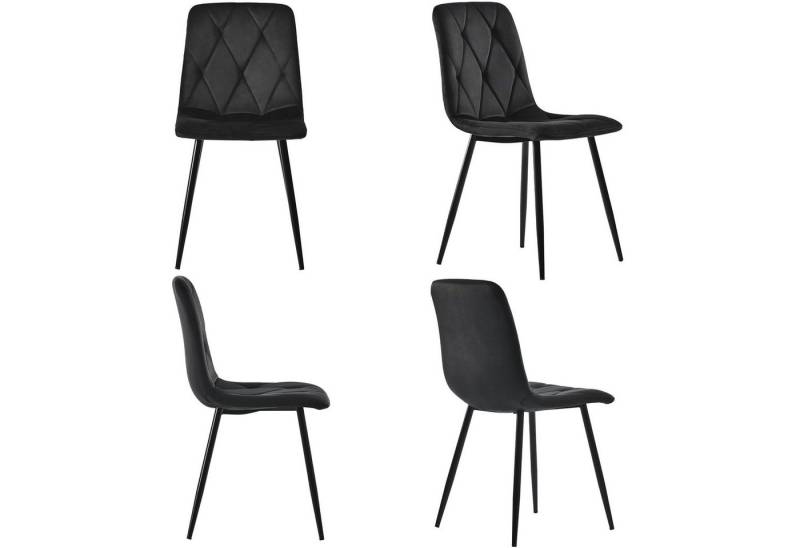 HAUSS SPOLE Esszimmerstuhl 4 tlg Twill Küchenstuhl Polsterstuhl mit Rückenlehne, Metallbeine von HAUSS SPOLE