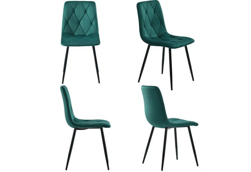 HAUSS SPOLE Esszimmerstuhl 4 tlg Twill Küchenstuhl Polsterstuhl mit Rückenlehne, Metallbeine von HAUSS SPOLE