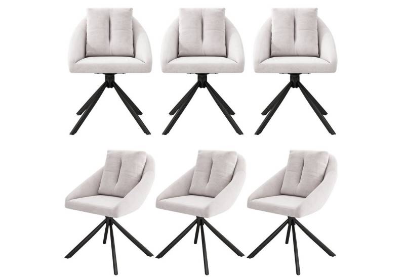 HAUSS SPOLE Esszimmerstuhl 6er Set drehbarer Esszimmerstuhl, ergonomisches Design Samt Beige (Polsterstuhl, 6 St), drehbarer Esszimmerstuhl aus atmungsaktiver Samtstoff von HAUSS SPOLE