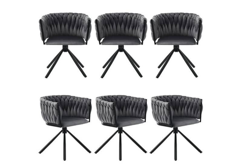 HAUSS SPOLE Esszimmerstuhl 6er set, Freizeit-Drehstuhl mit vier Stützbeinen aus Metall, Samt Grau (Freizeit-Drehstuhl mit vier Stützbeinen aus Metall, 6 St), Einzelner heller Luxus-Wohnzimmer-Schlafzimmer-Drehstuhl von HAUSS SPOLE