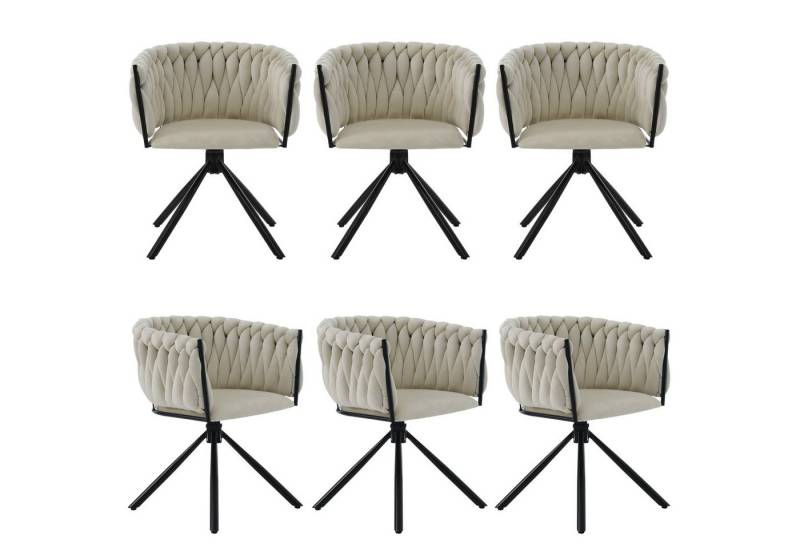 HAUSS SPOLE Esszimmerstuhl 6er set, Freizeit-Drehstuhl mit vier Stützbeinen aus Metall Samt Beige (Freizeit-Drehstuhl mit vier Stützbeinen aus Metall, 6 St), Einzelner heller Luxus-Wohnzimmer-Schlafzimmer-Drehstuhl von HAUSS SPOLE