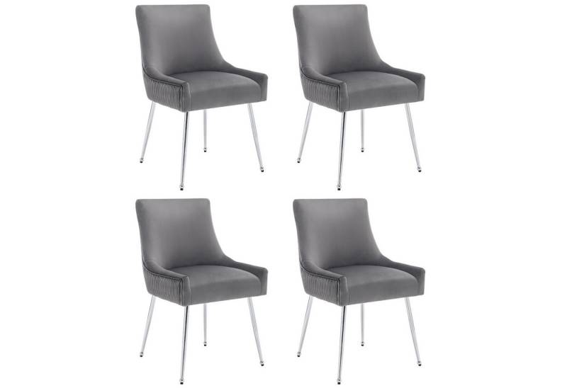 HAUSS SPOLE Esszimmerstuhl Esszimmerstuhl 4 St Küchenstuhl Wohnzimmerstuhl Loungesessel (4 St), Wohnzimmerstuhl mit Rückenlehne Metallbeine Samt von HAUSS SPOLE