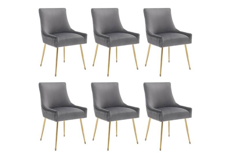 HAUSS SPOLE Esszimmerstuhl Esszimmerstuhl 6 St Küchenstuhl Wohnzimmerstuhl Loungesessel (6 St), Wohnzimmerstuhl mit Rückenlehne Metallbeine Samt von HAUSS SPOLE