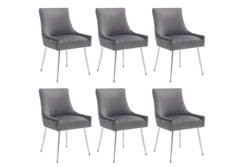HAUSS SPOLE Esszimmerstuhl Esszimmerstuhl 6 St Küchenstuhl Wohnzimmerstuhl Loungesessel (6 St), Wohnzimmerstuhl mit Rückenlehne Metallbeine Samt von HAUSS SPOLE