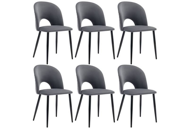 HAUSS SPOLE Esszimmerstuhl Küchenstuhl Wohnzimmerstuhl Polsterstuhl (6 St), mit Rückenlehne, schwarze Metallbeine von HAUSS SPOLE