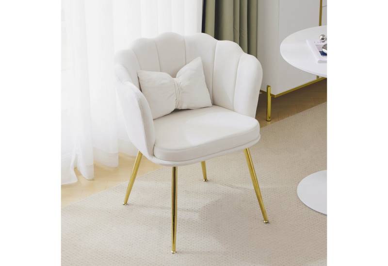 HAUSS SPOLE Esszimmerstuhl Polsterstuhl Relaxsessel mit Dekokissen, Metallbeinen Gold, Samt (Freizeitsessel mit Kissen,Sessel,Ohrensessel,Armlehnstuhl, 1 St), für Wohnzimmer, Schlafzimmer, Büro, Wartezimmer. von HAUSS SPOLE