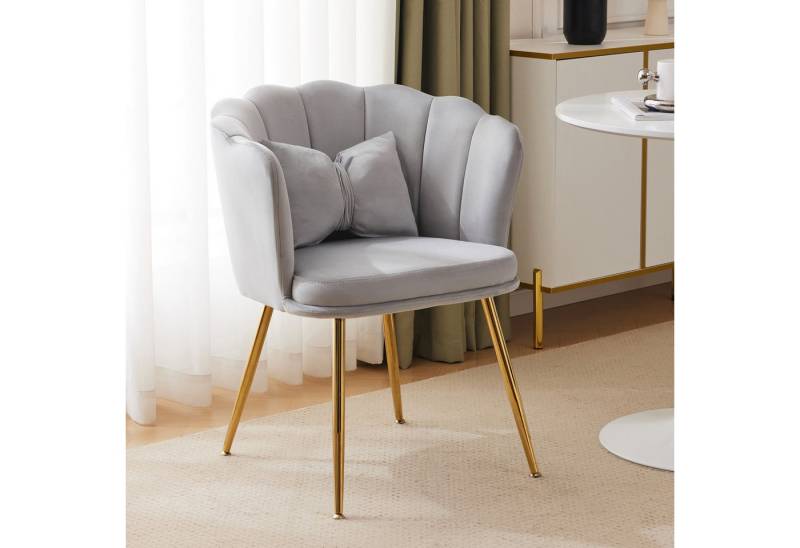 HAUSS SPOLE Esszimmerstuhl Polsterstuhl Relaxsessel mit Dekokissen, Metallbeinen Gold, Samt (Freizeitsessel mit Kissen,Sessel,Ohrensessel,Armlehnstuhl, 1 St), für Wohnzimmer, Schlafzimmer, Büro, Wartezimmer. von HAUSS SPOLE