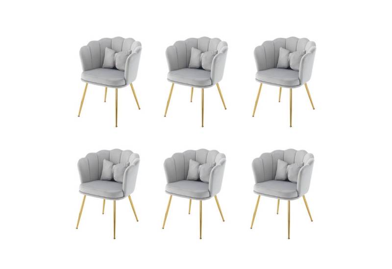 HAUSS SPOLE Esszimmerstuhl Polsterstuhl Relaxsessel mit Dekokissen, Metallbeinen Gold, Samt (Freizeitsessel mit Kissen,Sessel,Ohrensessel,Armlehnstuhl, 6 St), für Wohnzimmer, Schlafzimmer, Büro, Wartezimmer. von HAUSS SPOLE