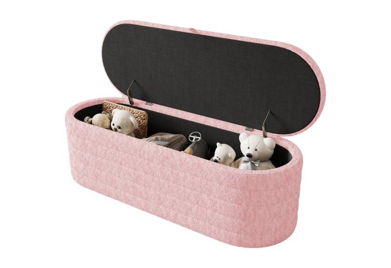 HAUSS SPOLE Fußhocker Fußhocker mit Stauraum 120 x 40 cm, Sofahocker, Teddyfleece, Rosa (Vielseitiger Fußhocker mit Stauraum 120x40 cm – Teddyfleece-Stoff, verstecktes Fach, perfekt als Sitzgelegenheit oder Fußstütze für Wohnzimmer und Schlafzimmer., 120 x 40 cm) von HAUSS SPOLE