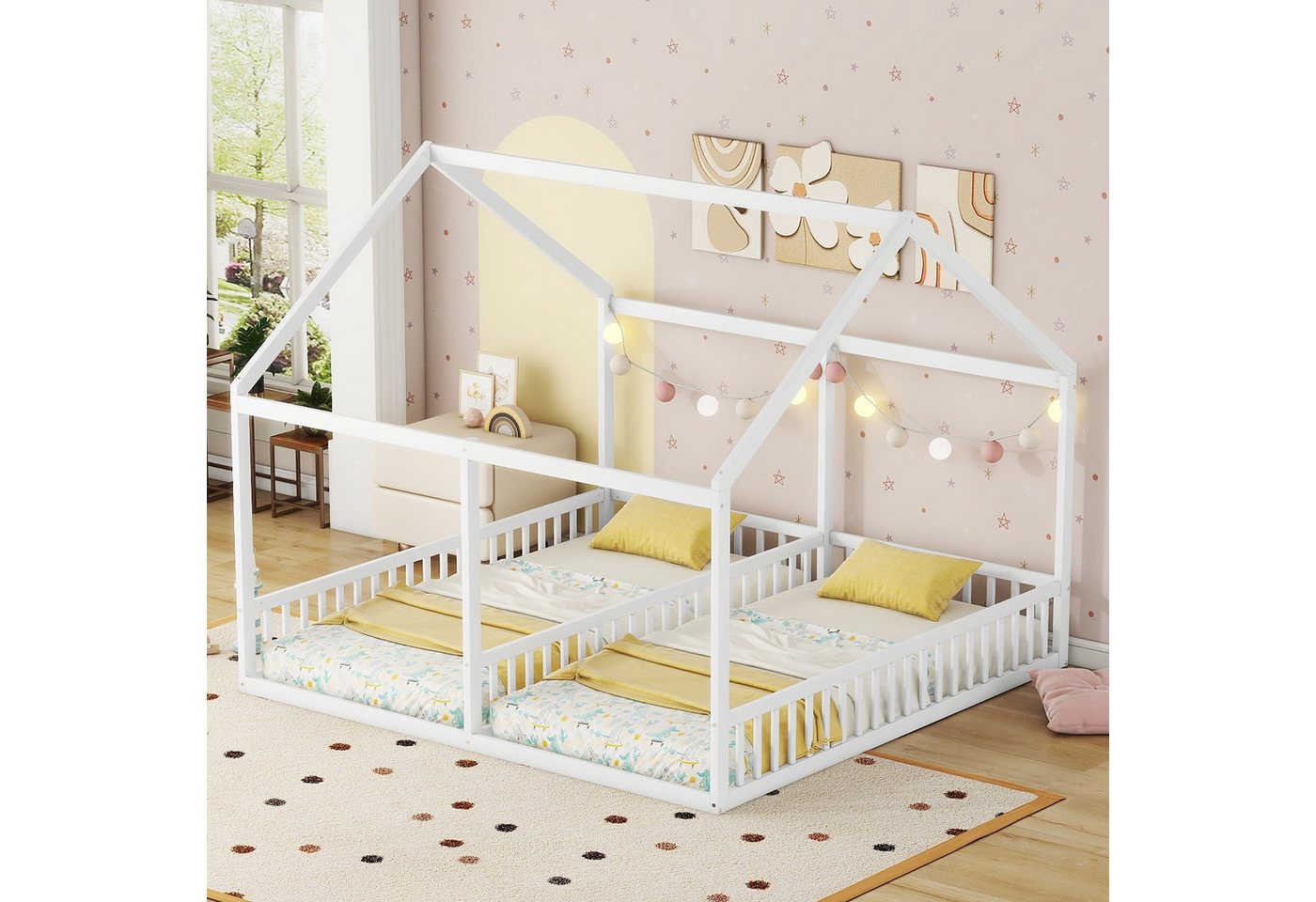 HAUSS SPLOE Kinderbett Kinderbett Holzhaus Bett Bodenbett Bettgestell Baumhausbett (Hausmodelle, 2-in-1-Betten 90X200 cm), ohne Matratze von HAUSS SPLOE